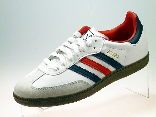 Adidas Samba Herrensneaker Sportschuh wei&szlig; blau rot